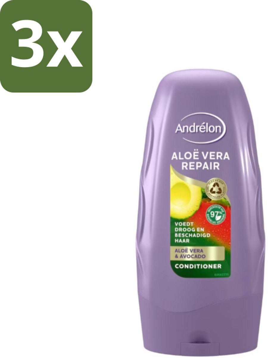 3 x Andrélon Conditioner Aloe Vera Repair 250 ml - Haarkleur - Haarverzorging - Haarherstel - Droog Haar - Beschadigd Haar