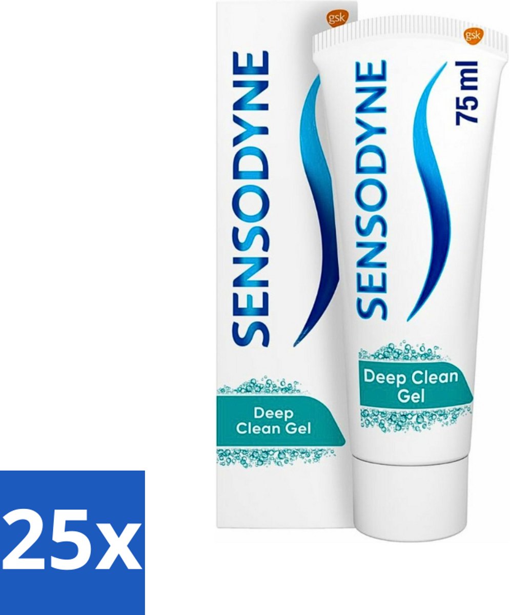 25 x Sensodyne - Tandpasta - Deep Clean - Voor Frisse Adem - 75 ml - Gevoelige Tanden - Diepe Reiniging - Frisse Adem - Tandpasta - Fluoride