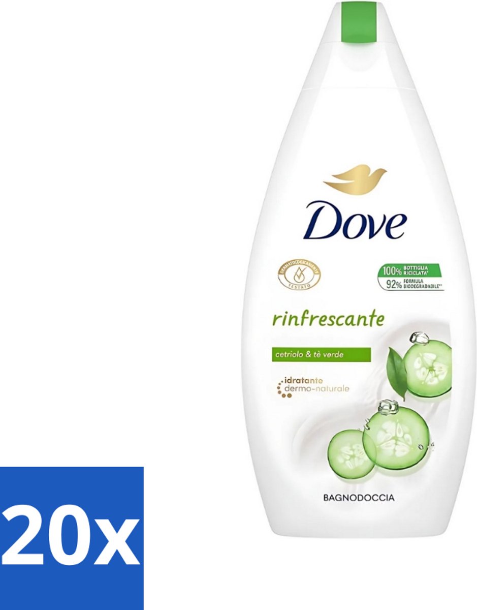 20 x Dove - Douchegel - Refreshing - Komkommer & Groene thee - Verfrissend - 400 ml - Douchegel - Frisheid - Verfrissend - Kalmerende Scrub - Uitdroging Voorkomen