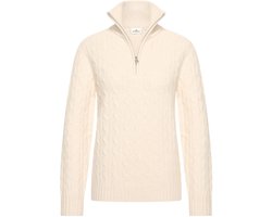 HV Society trui ecru met kabelsteek en halve rits voor dames - 3XL (46)