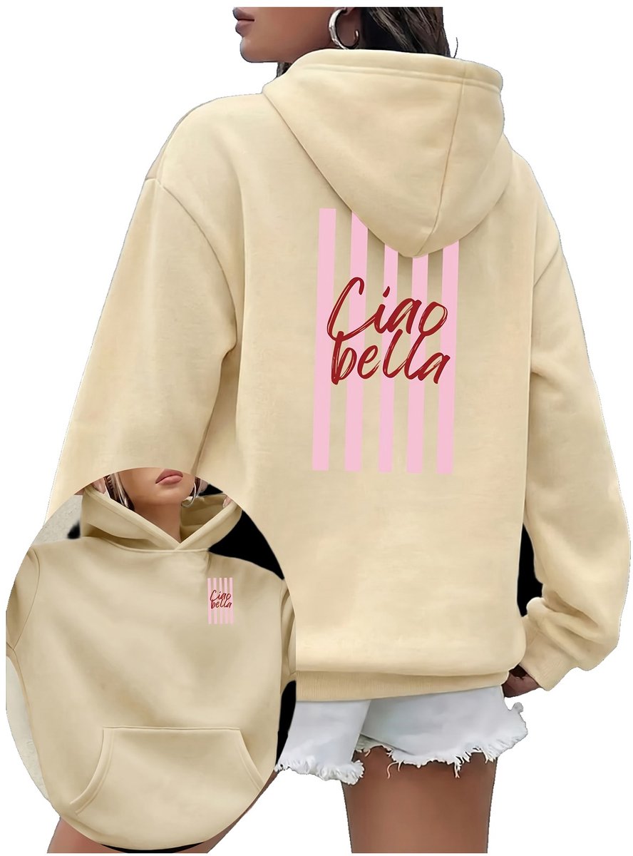 Currero Hoodie Dames Warme Hoodie Met Capuchon Comfortabele Sweater Casual Trui Pullover Damestrui Beige