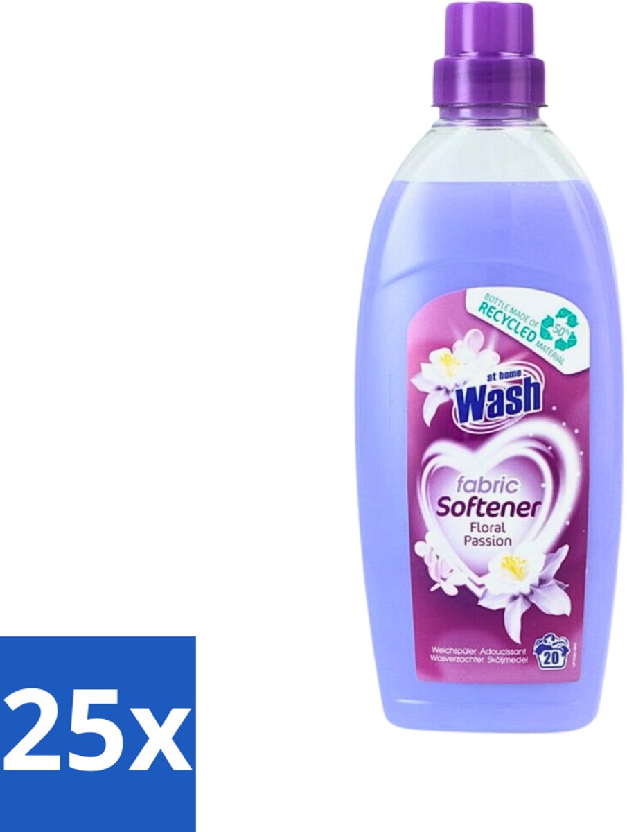 25 x At Home - Wash - Wasverzachter - Floral Passion - 20 Wasbeurten - Wasverzachter - Wasverzachter Floral Passion - Wasverzachter Voor Kleding - Wasverzachter Voor Alle Stoffen - Wasverzachter Voor Katoen