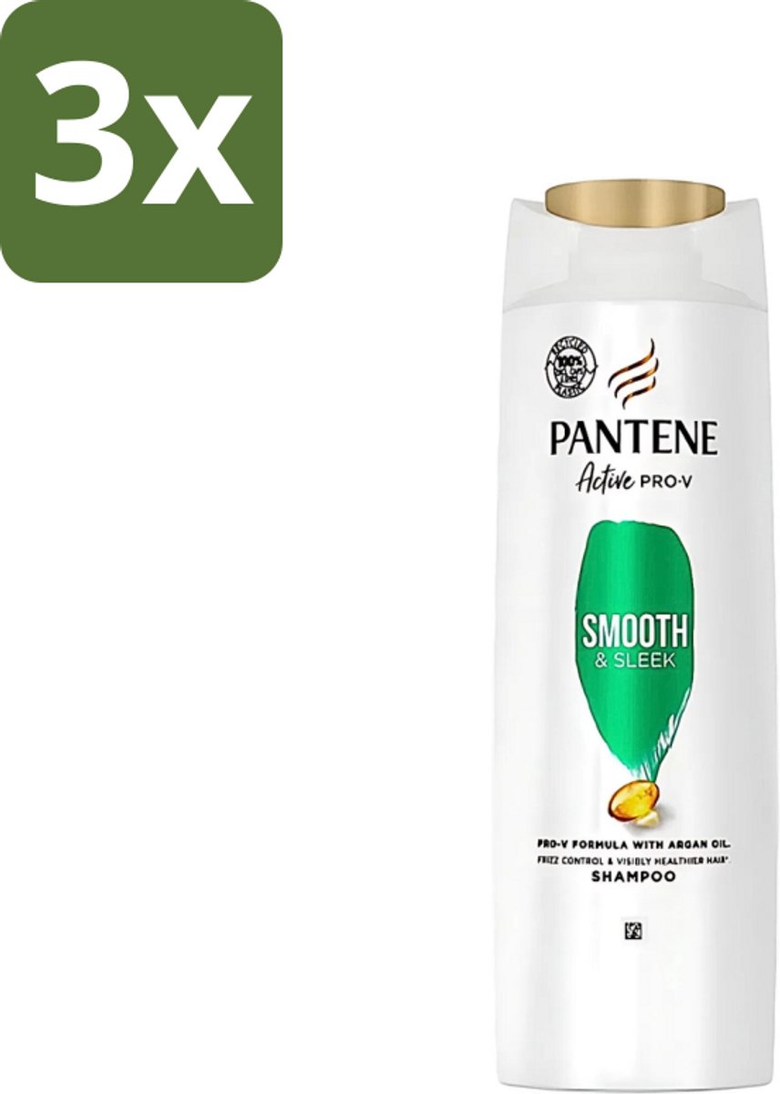 3 x Pantene - Shampoo - Smooth & Silky - Voor Glad en Zijdezacht Haar - 400 ml - Zijdezacht Haar - Glad Haar - Hydraterend Haar - Haar Verzorging - Haar Verzorging Droog Haar