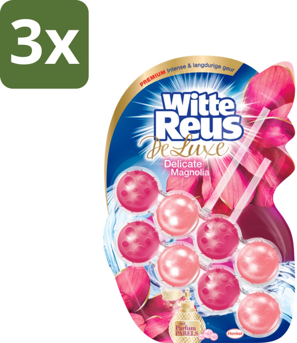 3 x Witte Reus Toiletblok DeLuxe Delicate Magnolia 2 stuks per verpakking - Toiletblok - Toilet Reinigen - Toilet Geur - Toilet Hygiëne - Toilet Verzorging