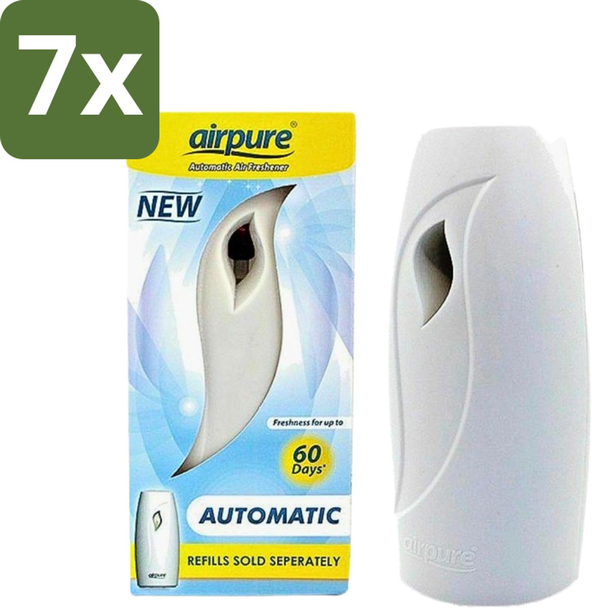 7 x Airpure - Luchtverfrisser - Freshmatic - Automatische Luchtverfrisser - Continue Geurverspreiding - 1 Luchtverfrisser - Automatische Luchtverfrisser - Continue Geurverspreiding - Geur Dispenser - Luchtverfrisser - Geur In Huis