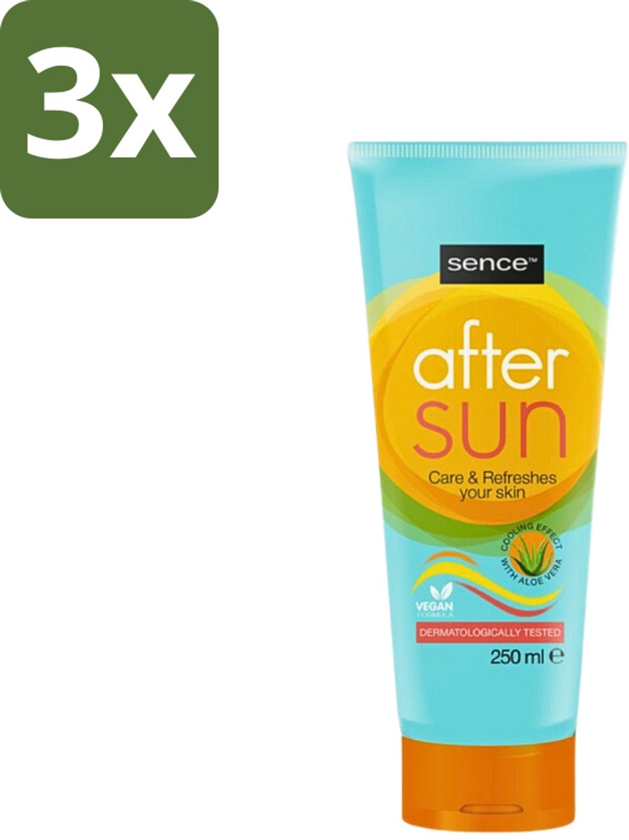 3 x Sence - After Sun - Lotion - Kalmerend - 200 ml - After Sun Lotion - Zonverbrande Huid - Huid Kalmeren - Aloë Vera - Zomerse Teint