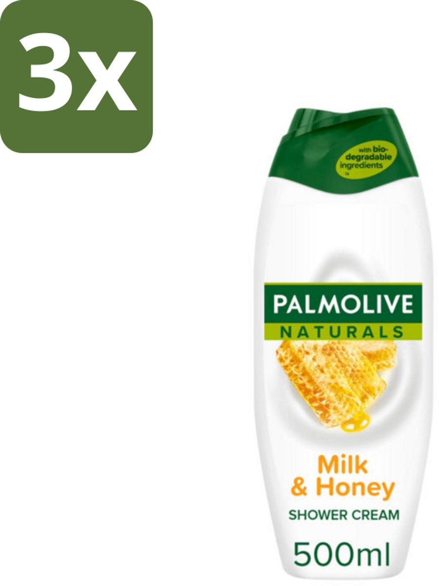 3 x Palmolive Naturals - Douchecrème - Melk & Honing - 500 ml - Douchecrème - Melk En Honing - Natuurlijke Douchegel - Hydraterende Douchegel - Huid Verzorging