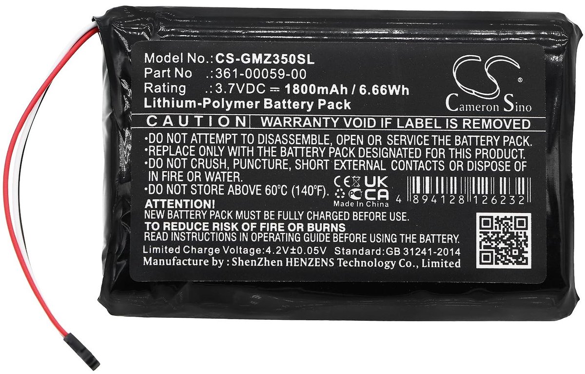 Solidchoice - Batterij 1800mAh Compatibel met Garmin Zumo 350LM