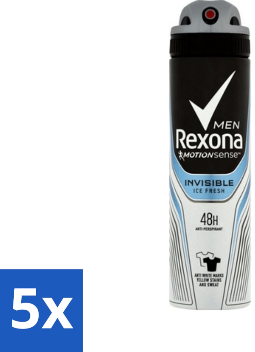 Rexona Men - Invisible Ice Fresh - Deodorant Spray - 150 ml - Bulkverpakking - 5 stuks