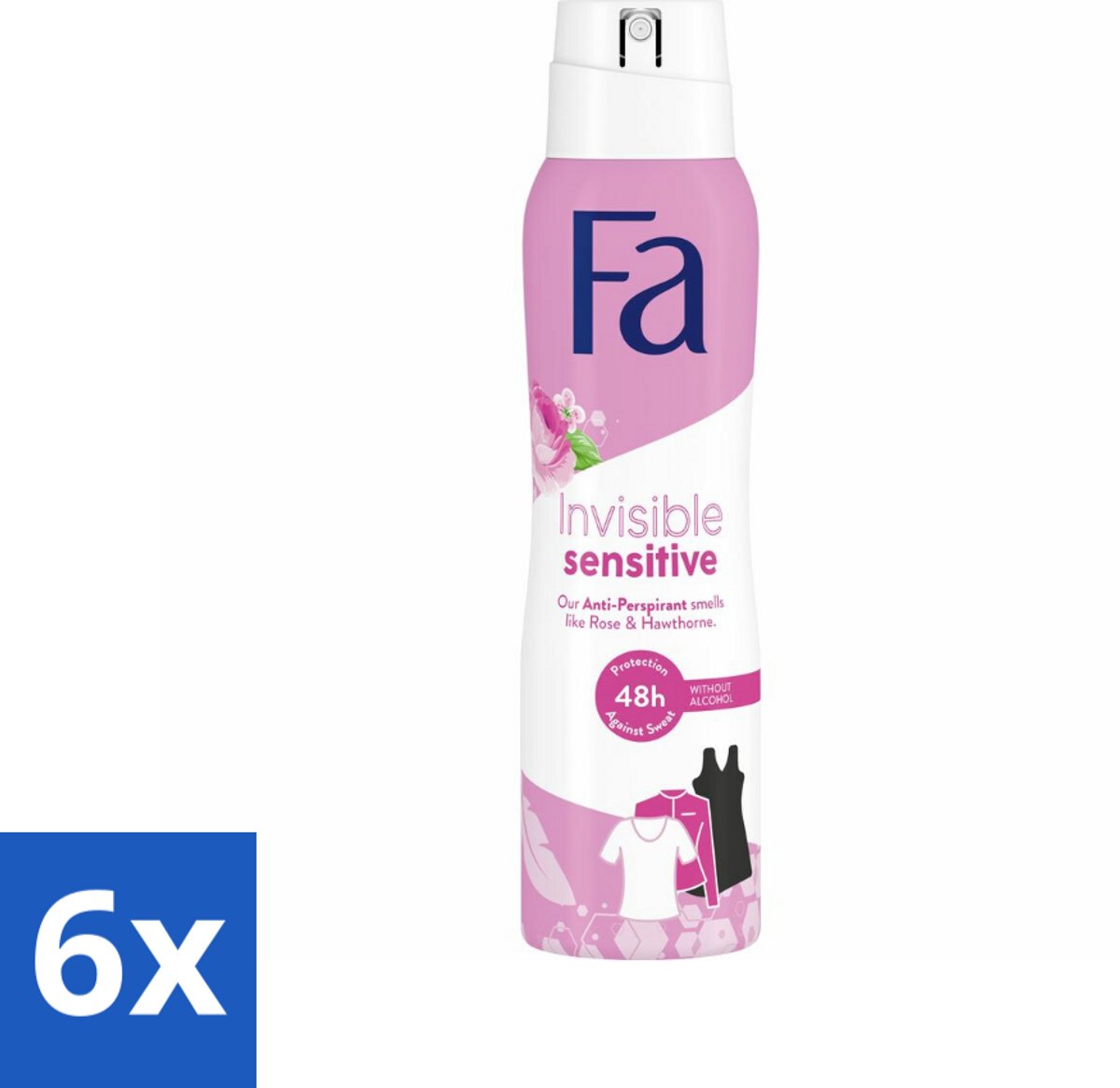 6 x Fa Deodorant Spray Invisible Sensitive 150 ml - Deodorant Spray - Anti-transpirant - Perspirant - Gevoelige Huid - 48 Uur Bescherming