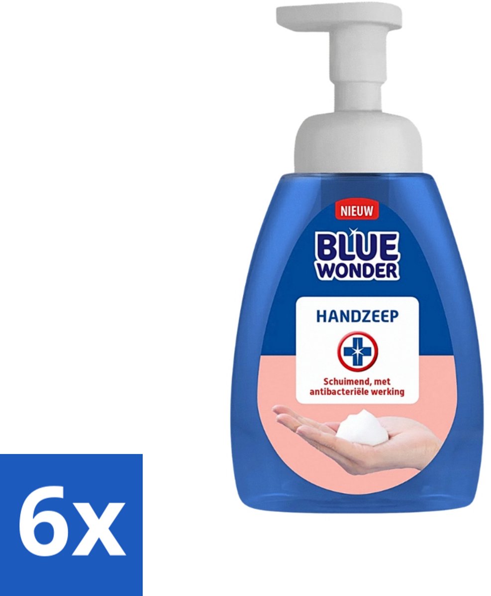 6 x Blue Wonder - Handzeep - Hygiënisch & Verzorgend - 225 ml - Hygiëne - Handzeep - Antibacteriële Handzeep - Schuimende Mousse - Handhygiëne