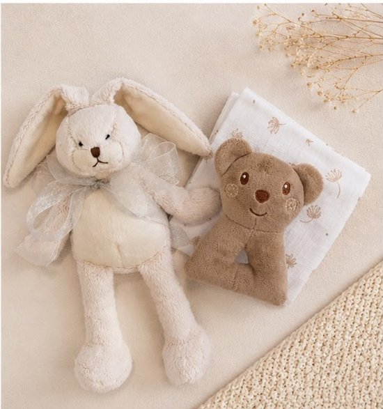 Neutraal Newborn Cadeau - 5 delig - Luxe Kraamcadeau met Knuffel & Ballonnen - Babyshower & Zwangerschap Cadeau - Jongen & Meisje — afbeelding 4