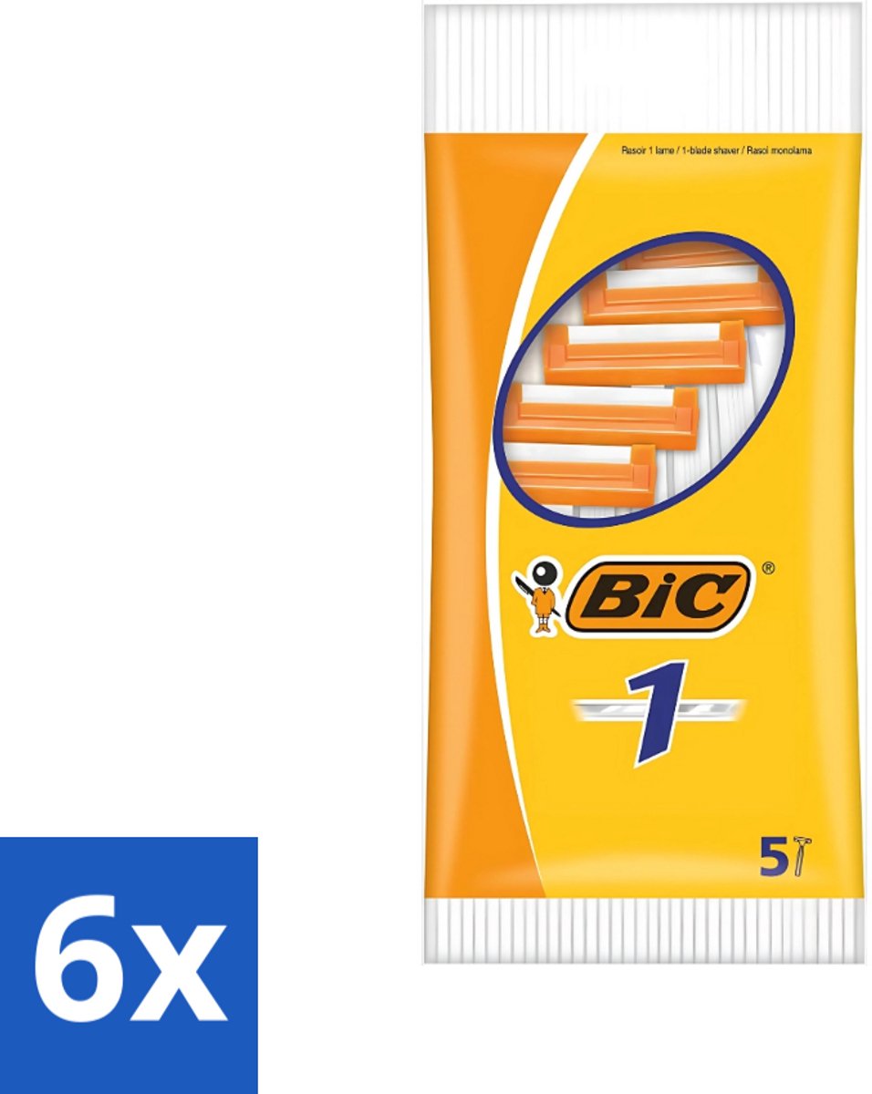 6 x Bic - Scheermesjes - Enkel Mesje - Wegwerpmesjes - 5 Scheermesjes - Scheermesje - Wegwerpscheermesje - Enkel Mesje - Roestvrijstalen Mesje - Chroomcoating