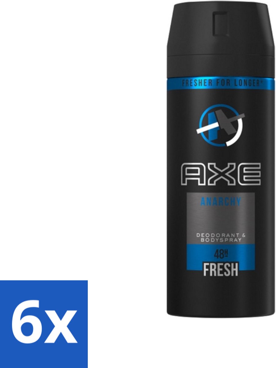 6 x Axe - Deodorant Bodyspray - 48hrs Fresh - Anarchy for Him - 150 ml - Axe Anarchy For Him - Deodorant Bodyspray - Mannelijke Geur - Frisse Geur - Langdurige Bescherming