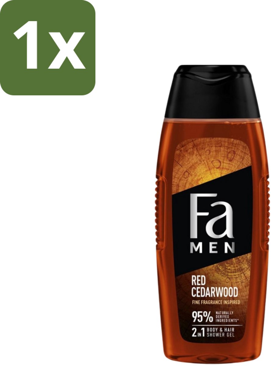 1 x Fa Men - Douchegel - Rood Cederhout - Houtachtige Geur - Verzorgend - 250 ml - Douchegel Mannen - Cederhout Geur - Houtachtige Geur - Verzorgende Douchegel - Huid Verzorging