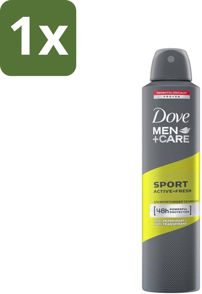 1 x Dove - Deodorant - Spray Men - Sport Active + Fresh - Energiek en verfrissend - 250 ml - Sport Deodorant - Energieke Geur - Anti-transpirant - Zweetbescherming - Frisheid