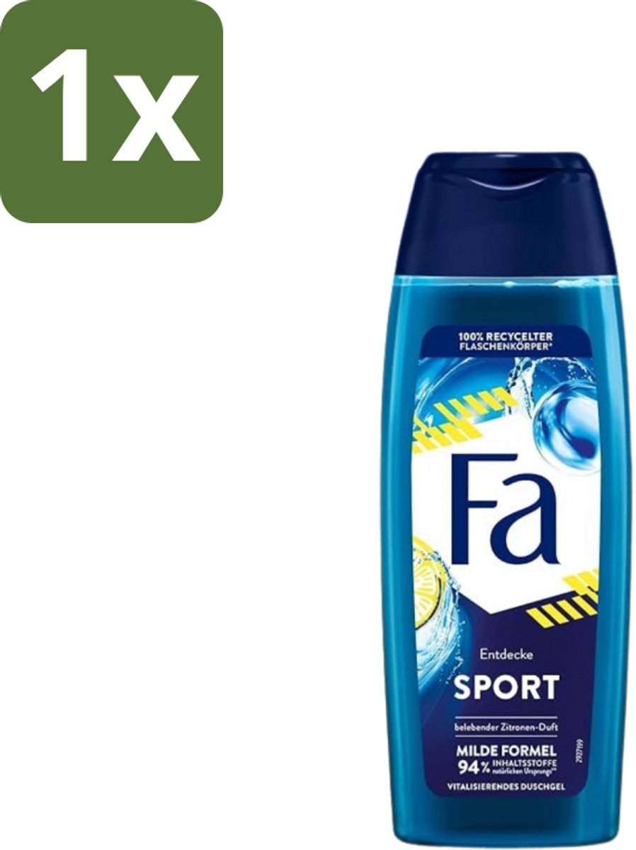 1 x Fa - Douchegel - Active Sport - Verfrissend & Langdurig - Hydraterend - 250 ml - Douchegel - Citrusgeur - Energie - Verfrissend - Hydraterend