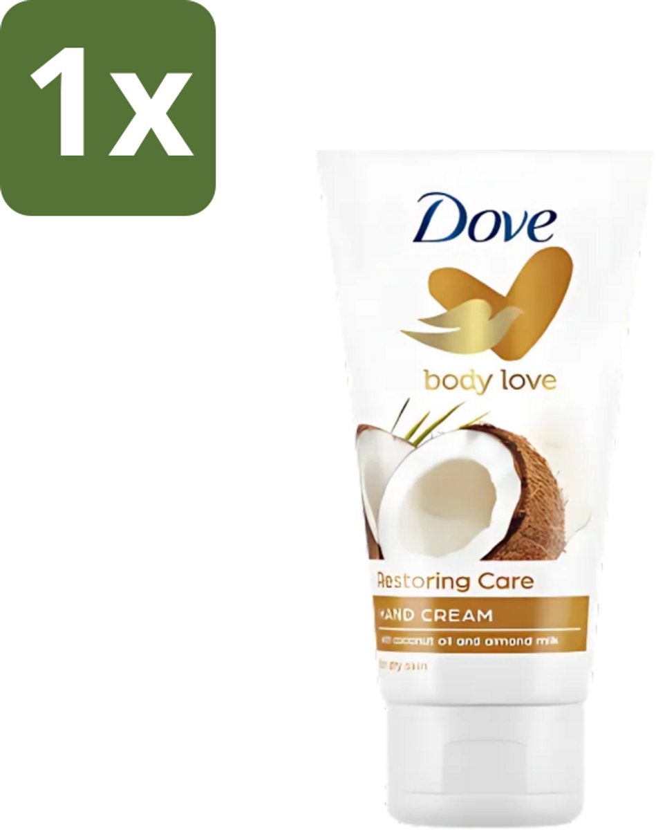 1 x Dove - Handcrème - Body Love Restoring Care - Kokos & Almond - Hydraterend - Droge huid - 75 g - Handcrème - Droge Huid - Hydraterende Crème - Kokos En Amandel - Huidverzorging