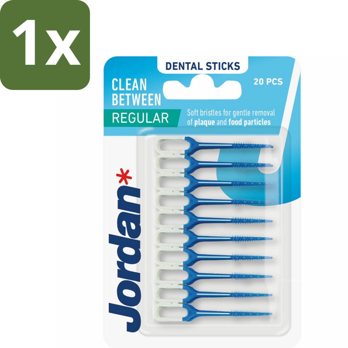 1 x Jordan Clean Between Sticks Regular 40 stuks per verpakking - Tandplak Verwijderen - Tandenstoker - Mondhygiëne - Tanden Reinigen - Voedselresten Verwijderen