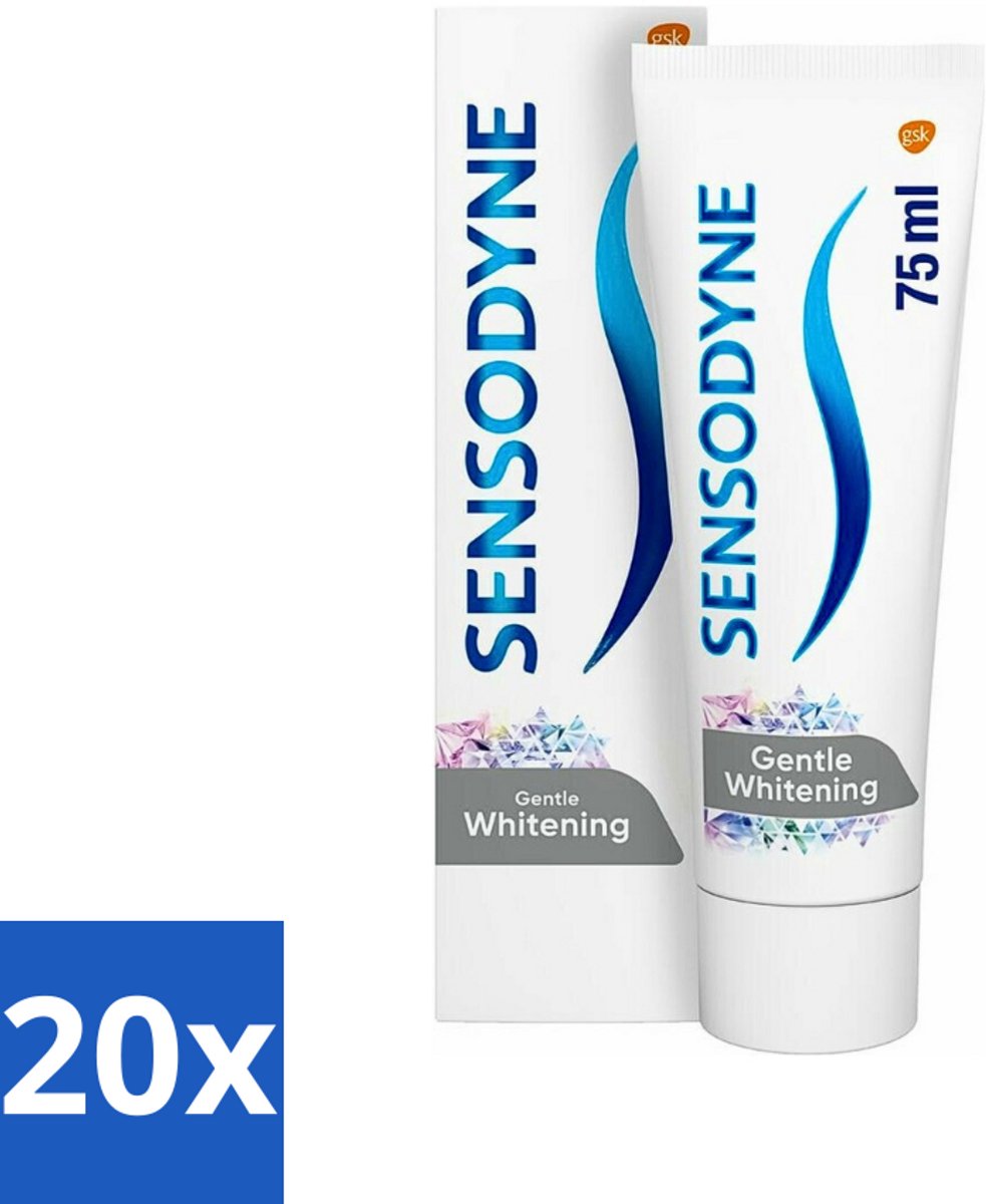 20 x Sensodyne - Tandpasta - Gentle Whitening - Milde Reiniging - 75 ml - Gevoelige Tanden - Wittere Tanden - Milde Whitening - Tandpasta - Tandglazuur
