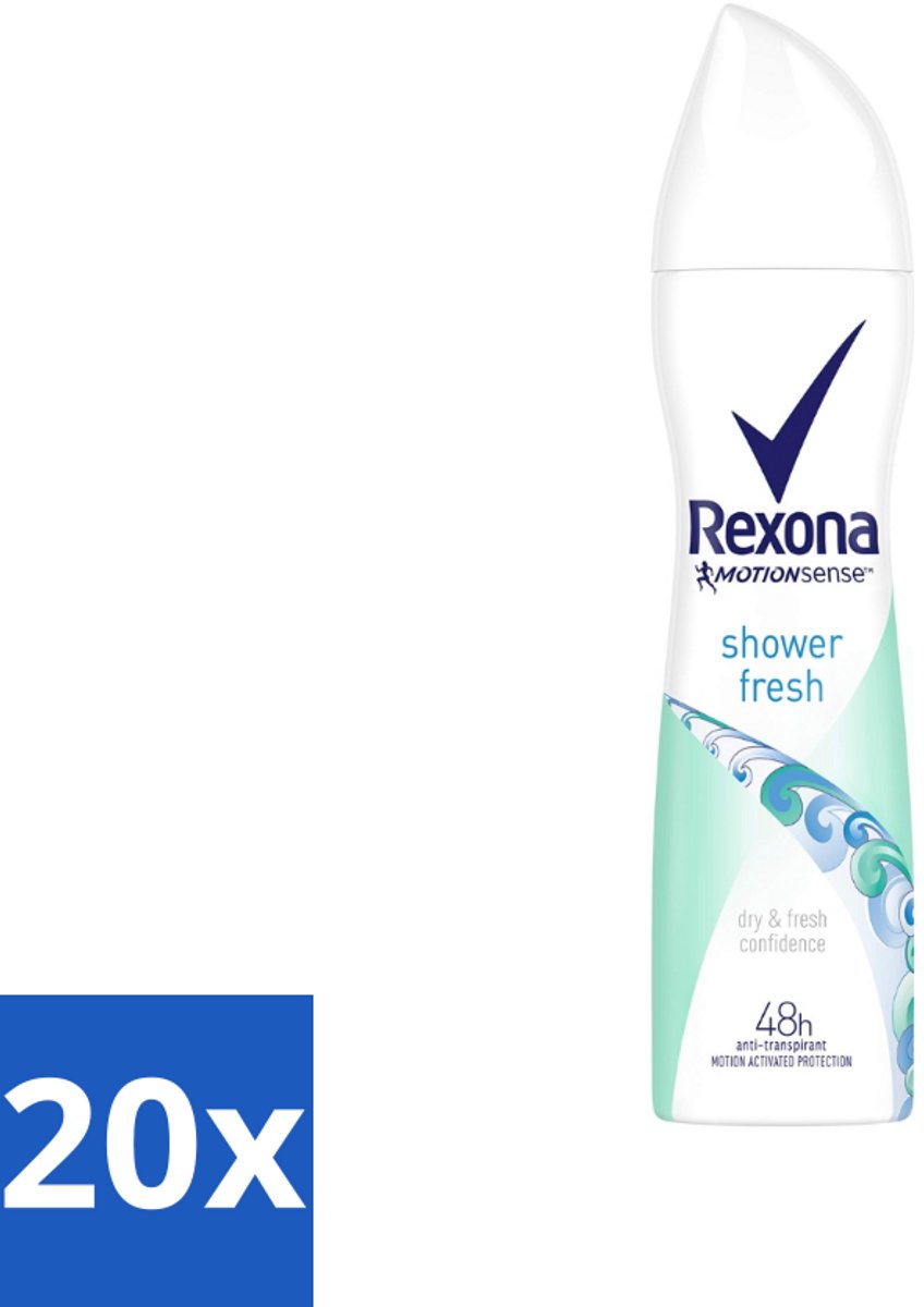 20 x Rexona - Shower Fresh - Deodorant Spray - Anti-transpirant - 150 ml - Shower Fresh - Deodorant Spray - Anti-transpirant - 48 Uur Bescherming - Motion Sense