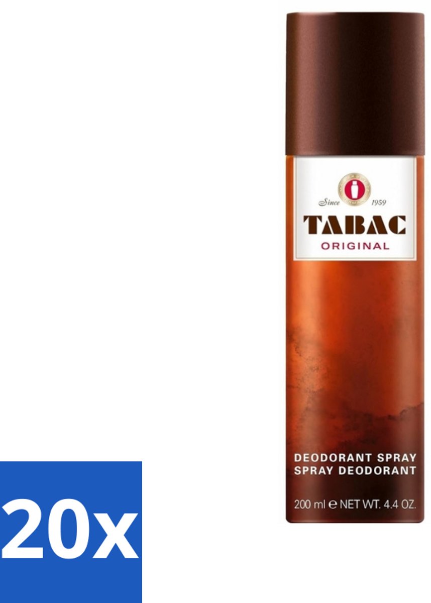 20 x Tabac Original - Deodorant Spray - Anti-transpirant - 200 ml - Tabac Original - Deodorant Spray - Anti-transpirant - Zweetvermindering - Mannelijke Geur
