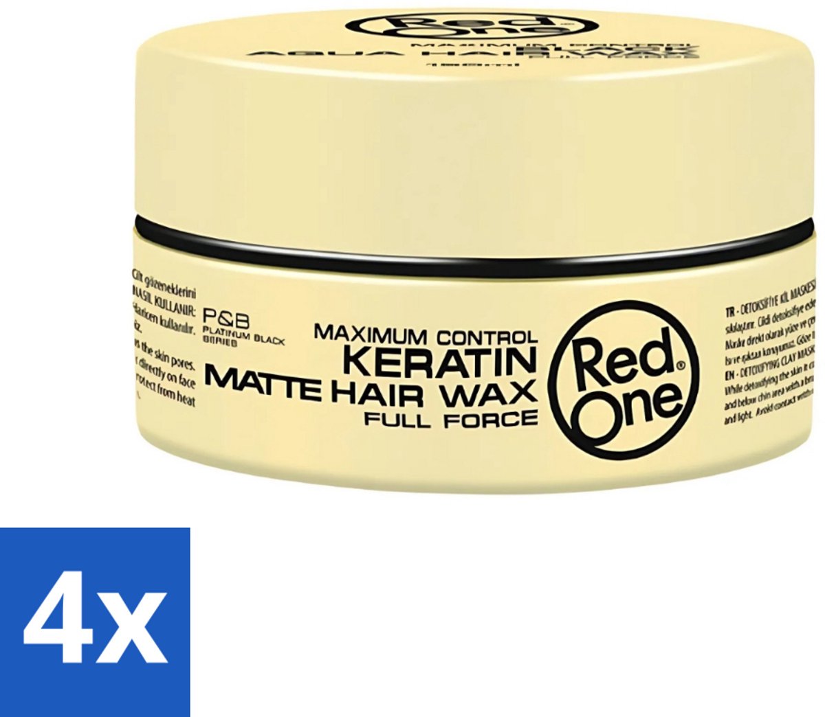 4 x Red One - Haarwax - Keratin Matte - Versterkende Styling - Voor Sterke Hold & Matte Look - 150 ml - Haarwax - Keratine - Matte Finish - Styling Wax - Haarversterking