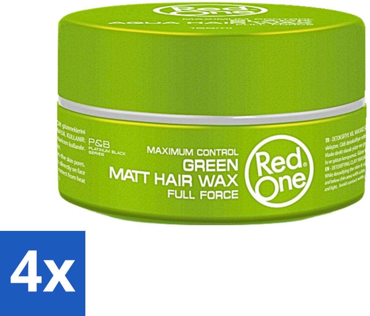 4 x Red One - Haarwax - Groen - Aqua Hair Gel Wax - Voor Stevige Styling & Verzorging - 150 ml - Haarwax - Haargel - Styling Wax - Haargel Wax - Hydraatende Haarwax
