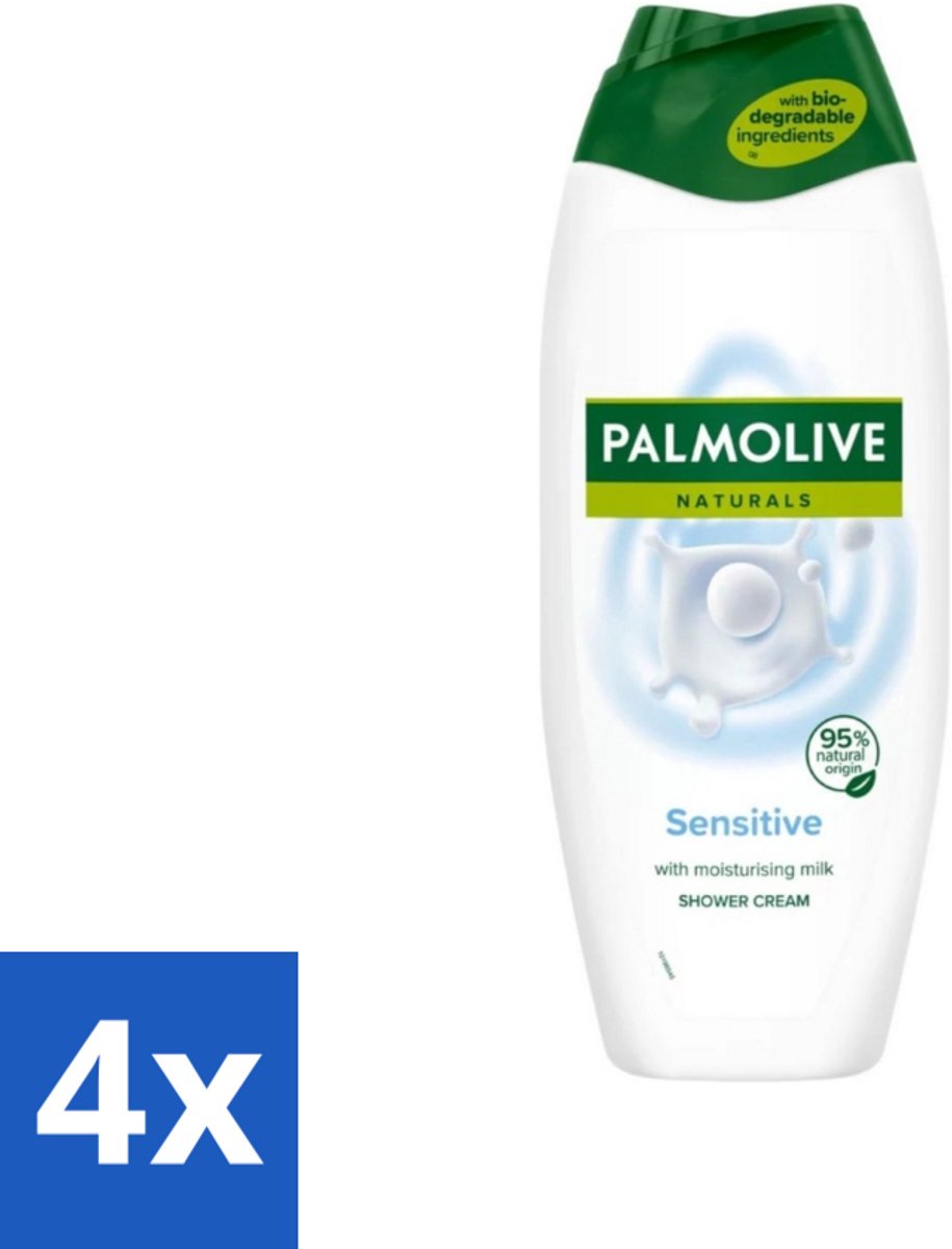 4 x Palmolive Naturals - Douchegel - Sensitive - Voor Gevoelige Huid - 500 ml - Douchegel - Gevoelige Huid - Melkproteïnen - Zachte Reiniging - Natuurlijke Balans