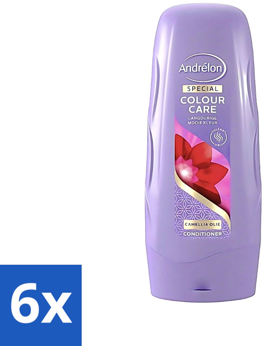 6 x Andrélon - Colour Care - Camellia Olie - Conditioner - Kleurbehoud - 300 ml - Kleurbehoud Haar - Gekleurd Haar Verzorging - Camellia-olie Conditioner - Sulfaatvrije Conditioner - Haarkleur Beschermd