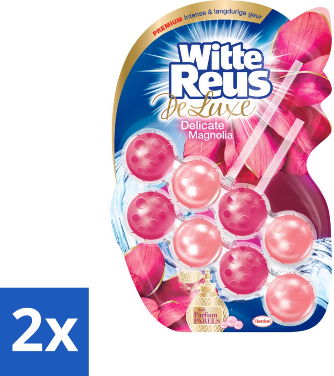2 x Witte Reus Toiletblok DeLuxe Delicate Magnolia 2 stuks per verpakking - Toiletblok - Toiletgeur - Toilet Reinigen - Toilet Hygiëne - Toilet Verzorging