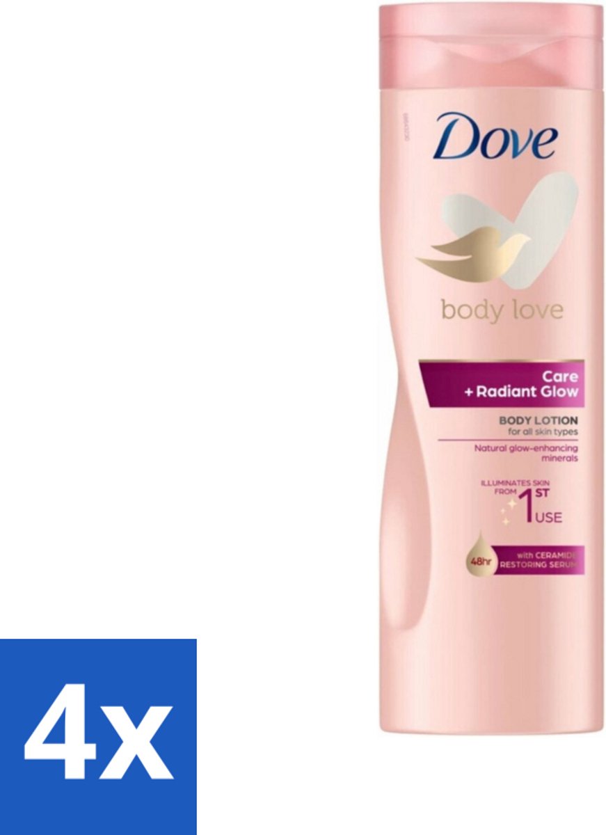 4 x Dove Bodylotion Care & Glow 400 ml - Body Lotion - Hydratation - Stralende Huid - Ceramide Serum - Huid Verzorging