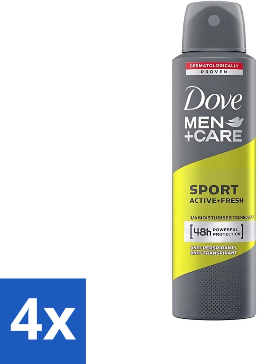 4 x Dove - Deodorant - Men Care Sport Active Fresh - Verfrissend en energiek - 150 ml - Sport Deodorant - Actieve Mannen - Zweetgeur - Frisse Geur - Deodorant Spray