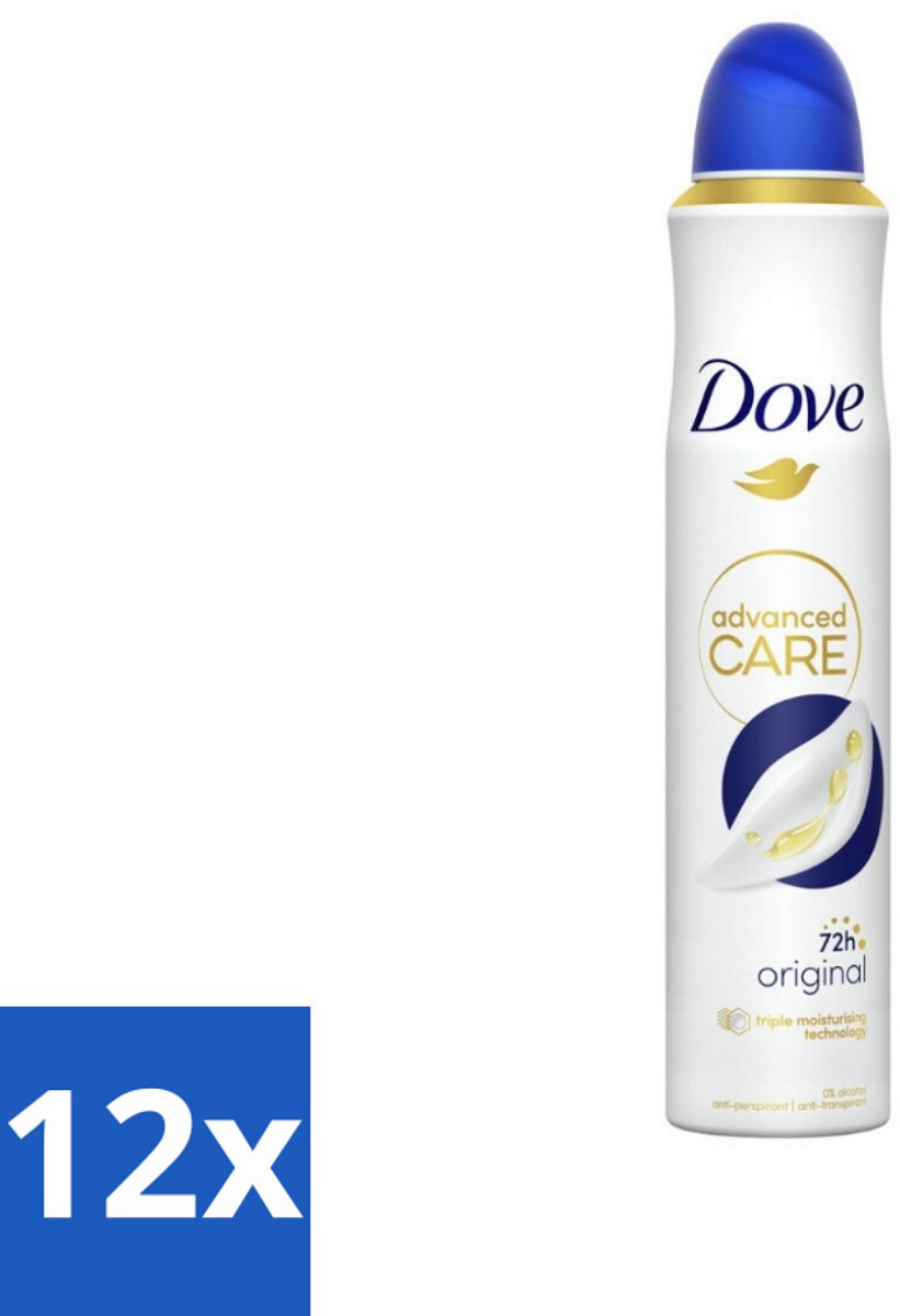 12 x Dove - Deodorant - Spray Advanced Care - Frisse en langdurige bescherming - 200 ml - Dove Anti-Transpirant Spray - Anti-Transpirant Spray - Anti-Transpirant - Zweetvermindering - Geurvermindering