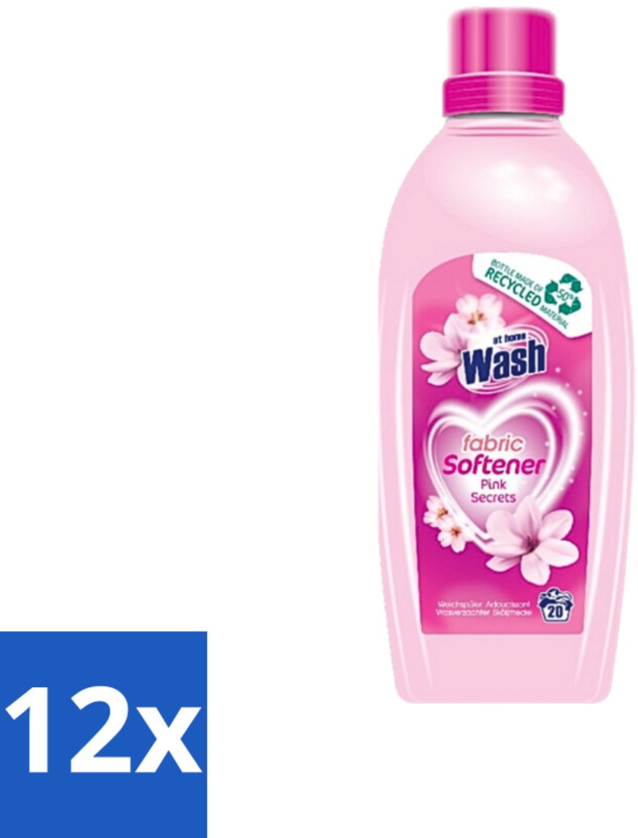 12 x At Home - Wash - Wasverzachter - Pink Secrets - 20 Wasbeurten - Wasverzachter - Wasverzachter Pink Secrets - Wasverzachter Voor Kleding - Wasverzachter Voor Alle Stoffen - Wasverzachter Voor Katoen
