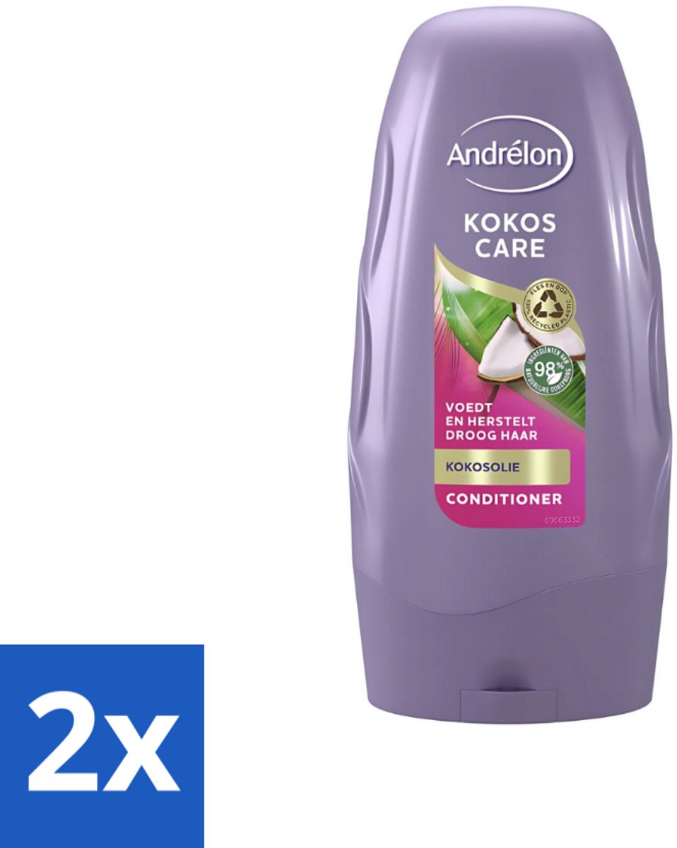 2 x Andrélon - Kokos Care - Conditioner - Diepe Hydratatie - 250 ml - Droog Haar - Herstel Haar - Kokosolie - Kokosmelk - Hydratatie