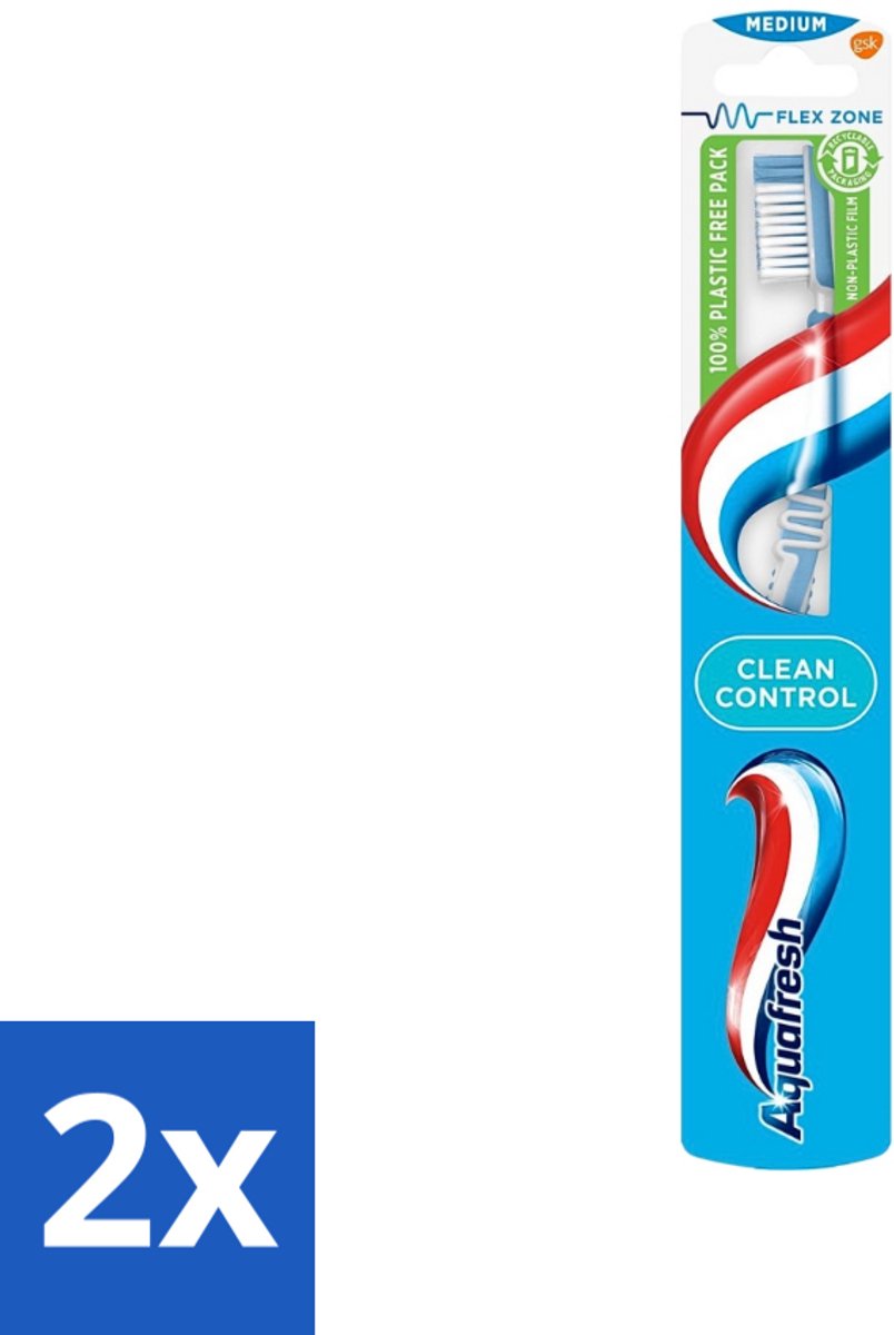 2 x Aquafresh Tandenborstel Clean Control Medium - Tandenborstel - Tandenborstel Medium - Reiniging Tanden - Tandvlees Bescherming - Tandplak Voorkomen