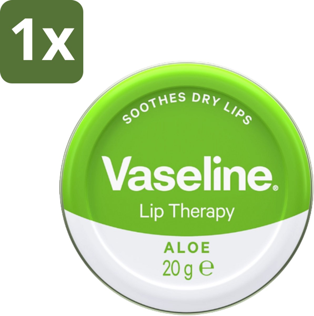 1 x Vaseline - Original Tin - Lip Therapy - Aloë Vera - 20 g - Lippenbalsem - Aloë Vera - Droge Lippen - Lippenverzorging - Vochtigheid