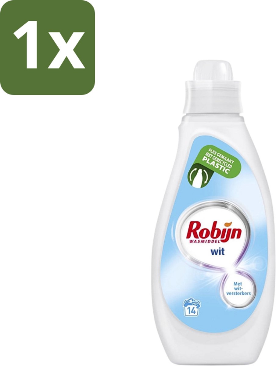 1 x Robijn - Wit - Vloeibaar Wasmiddel - Met Witversterkers - 14 Wasbeurten - 700 ml - Wit Wasmiddel - Witversterker - Stralend Wit - Vloeibaar Wasmiddel - Wasbeurt