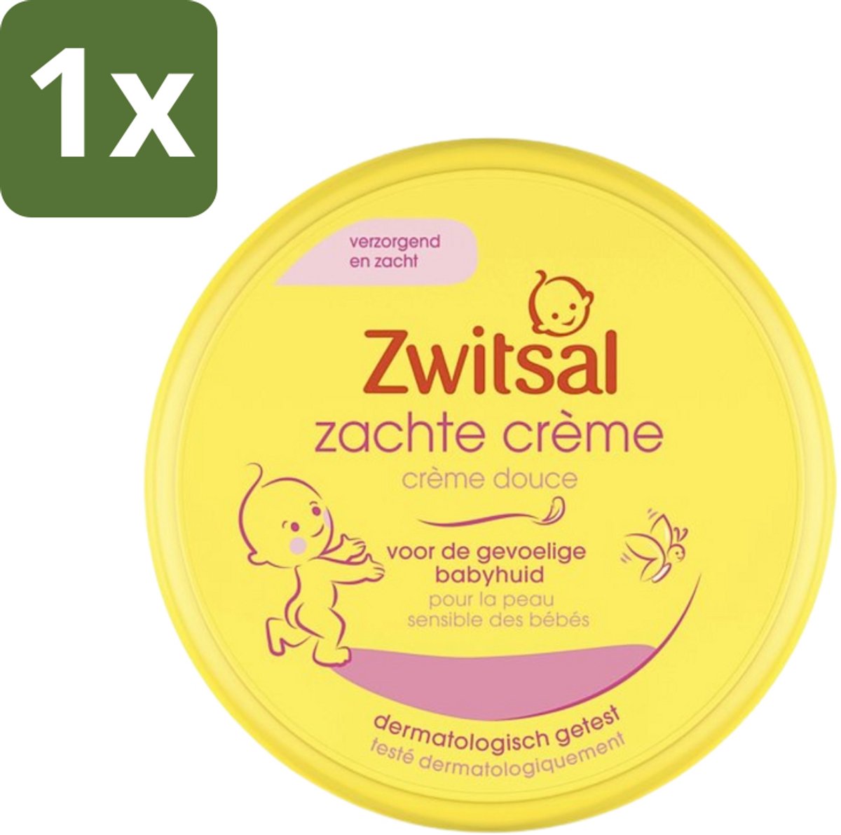 1 x Zwitsal - Zachte Crème - Babyverzorging - Huidvriendelijke pH - Hydraterend - 200 ml - Baby Crème - Babyhuid Verzorging - Hydraterende Crème - Vitamine E Crème - Huidvriendelijke Crème
