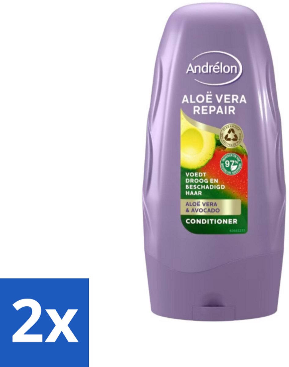 2 x Andrélon Conditioner Aloe Vera Repair 250 ml - Haarkleur - Haarverzorging - Haarherstel - Droog Haar - Beschadigd Haar