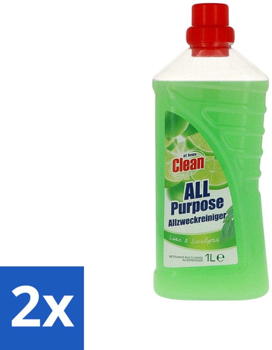 2 x At Home - Clean - Allesreiniger - Limoen & Eucalyptus - 1 L - Allesreiniger - Reiniging - Limoen - Eucalyptus - Vloer