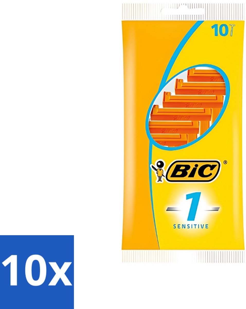 10 x Bic - Scheermesjes - Sensitive - Enkel Mesje - Wegwerpmesjes - 10 Scheermesjes - Scheermesje - Wegwerpscheermesje - Gevoelige Huid - Enkel Mesje - Roestvrij Staal