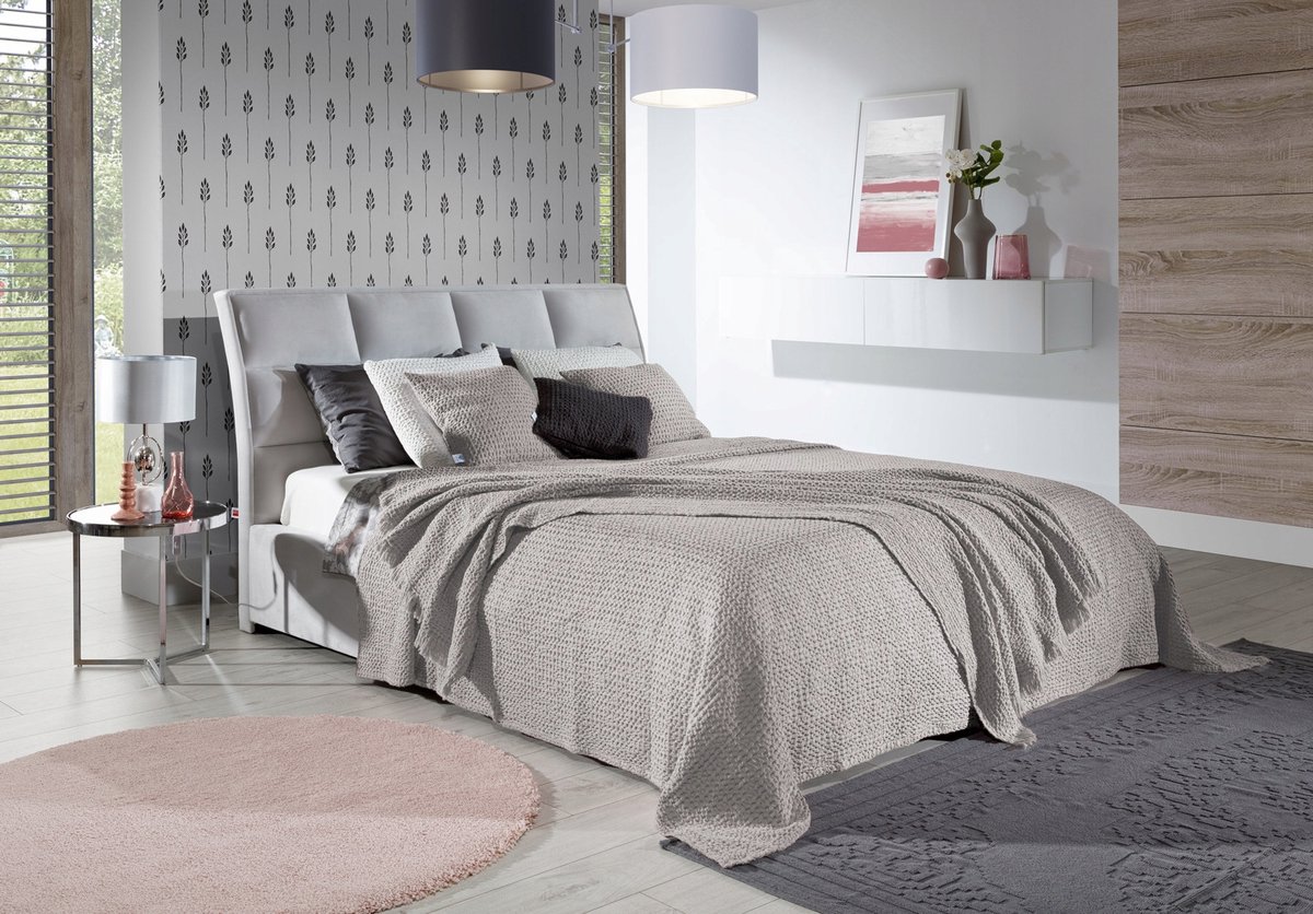Katoenen Bedsprei 140x220cm Wafelstructuur Grijs