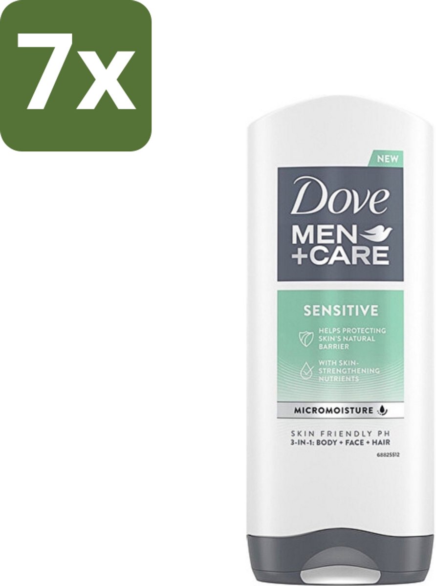 7 x Dove - Shower Gel - 3-in-1 - Men Care Sensitive - Verfrissend en zacht - 400 ml - Douchegel Mannen - Gevoelige Huid - 3-in-1 Douchegel - Mannelijke Huid Verzorging - Zachte Douchegel