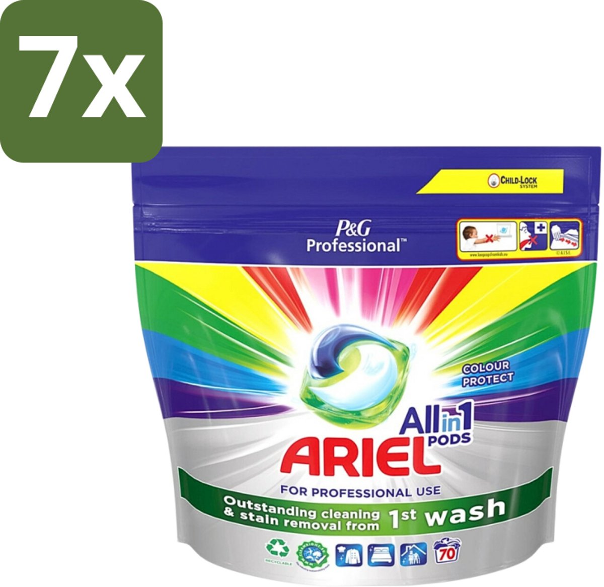 7 x Ariel - Color - All-In-1 Wasmiddel Pods - Beschermt Kleuren - 70 Wasbeurten - Wasmiddel - Wasmiddel Pods - Kleurbescherming - Wasmiddel Voor Gekleurd Was - Wasmiddel Voor 30°C