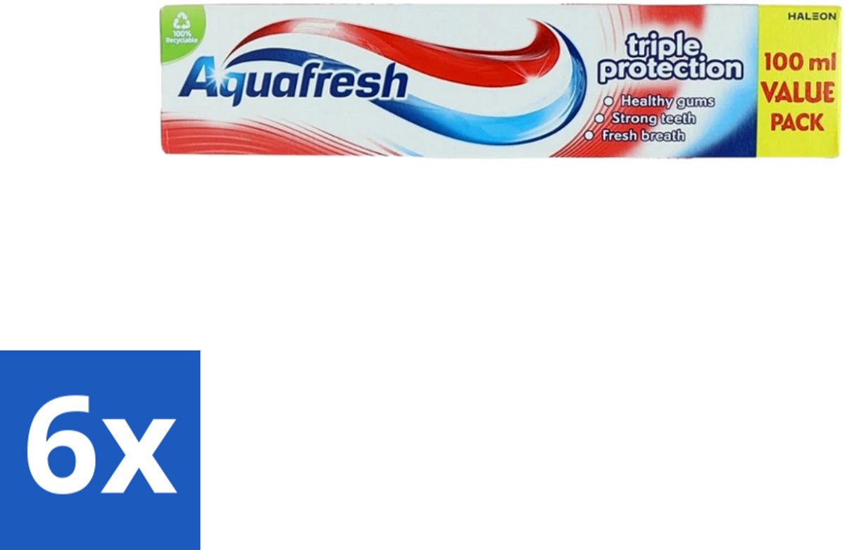 Aquafresh - Tandpasta - Triple Protection - Sterke Tanden & Gezond Tandvlees - 100 ml - Voordeelverpakking - 6 stuks