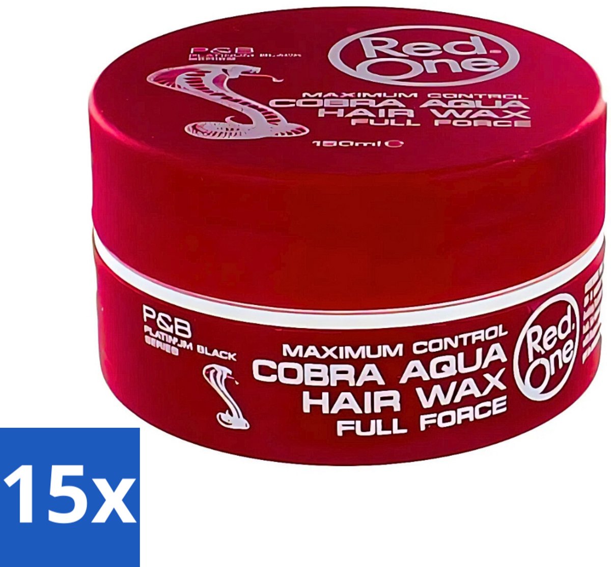 15 x Red One - Haarwax - Cobra Aqua - Maximale Controle - Voor Krachtige Hold & Glans - 150 ml - Haarwax - Styling Wax - Haartype - Haarkleur - Haartypen