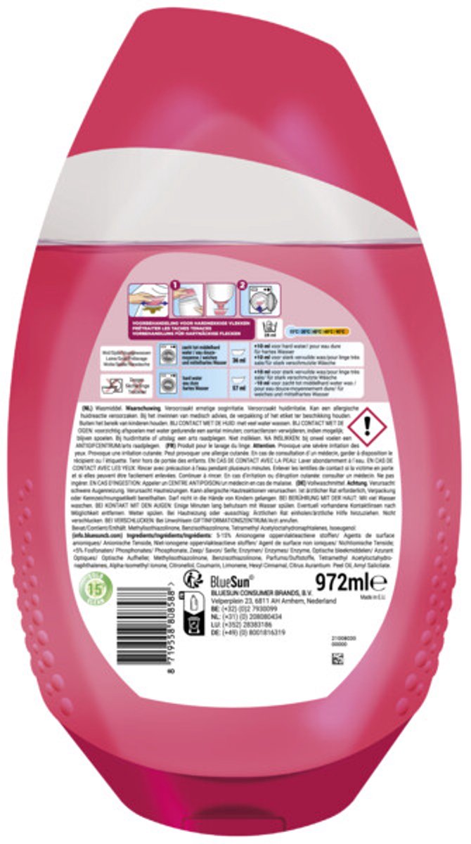 Dreft Quick Wash | Wasmiddel | Pink Fragrance Boost | 4 x 972 ml | Voordeelverpakking