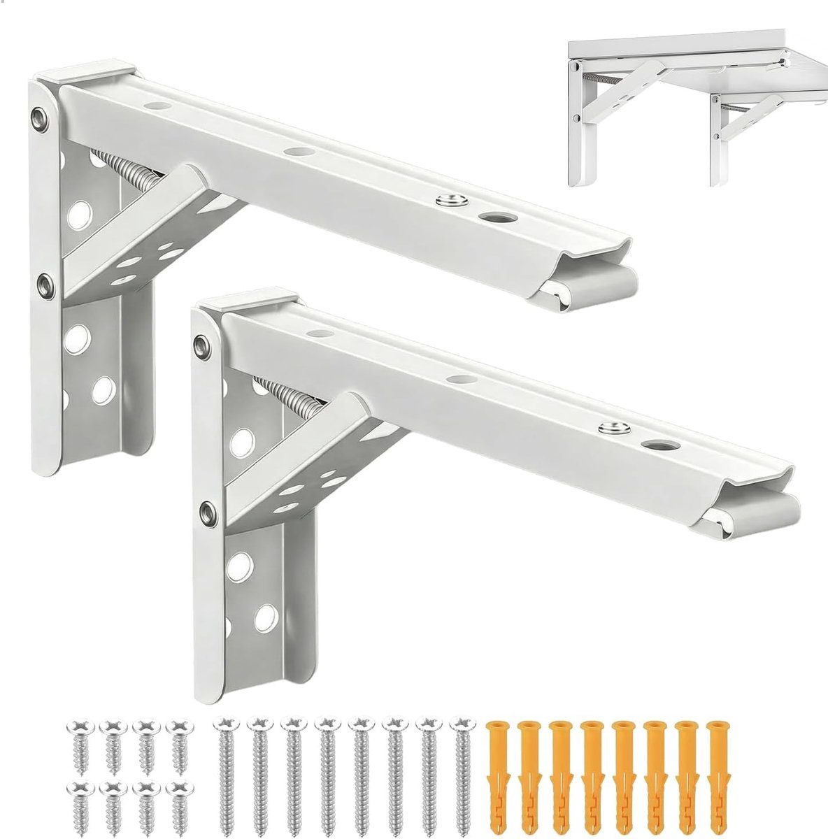 Vouwbare zware metalen wandplanken, 300 mm, set van 2 voor garage, keuken en kantoor - ruimtebesparend en stevig